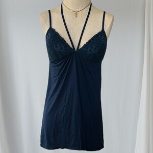 LA SENZA💫Elegant Navy Lace Chemise with Strap Detail